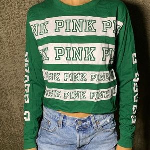 Pink long sleeve cropped top